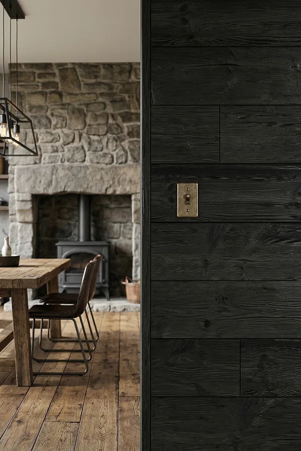 Altholz-Wandpaneele in Black Old Wood